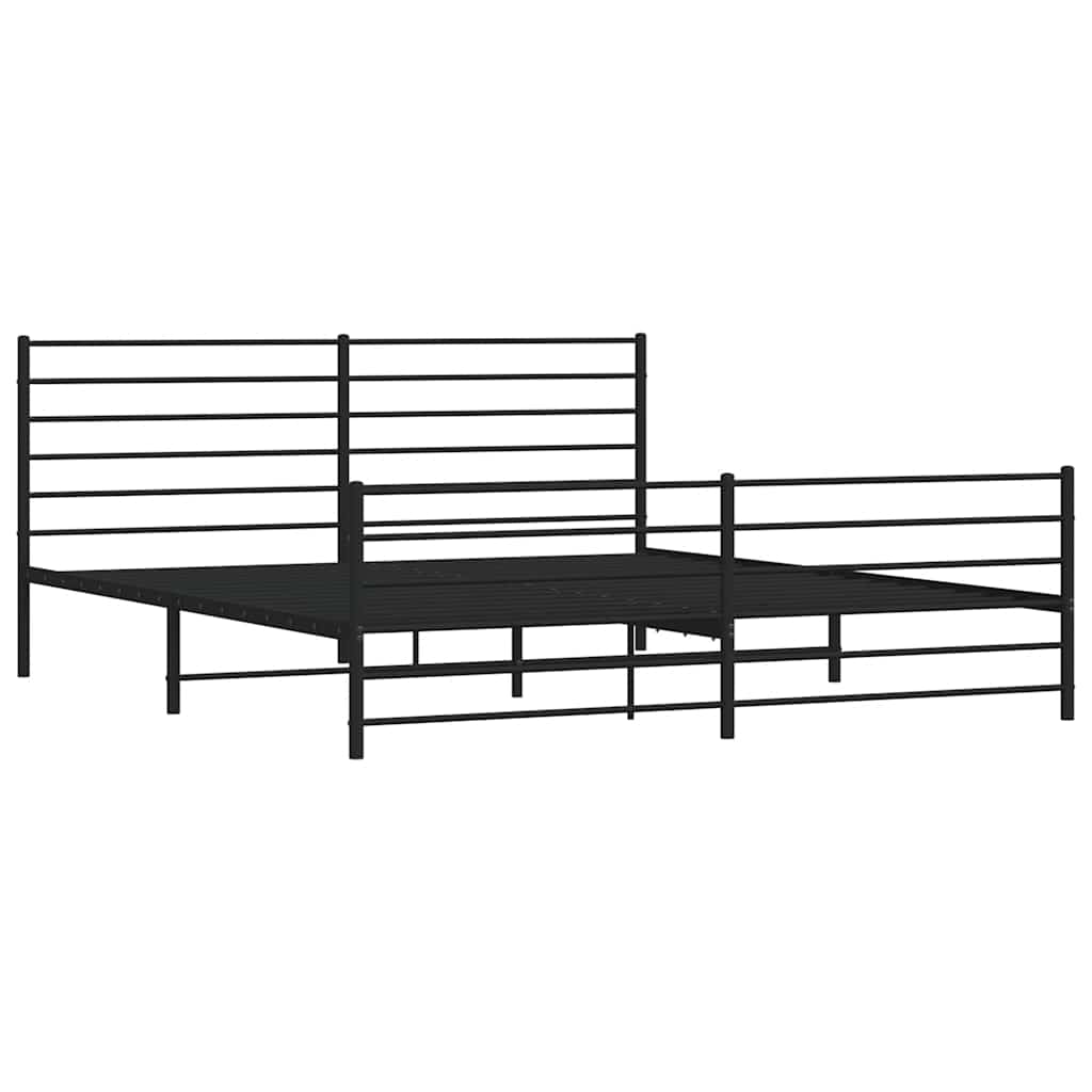 vidaXL Metalowa rama łóżka z wezgłowiem i zanóżkiem, czarna, 183x213cm