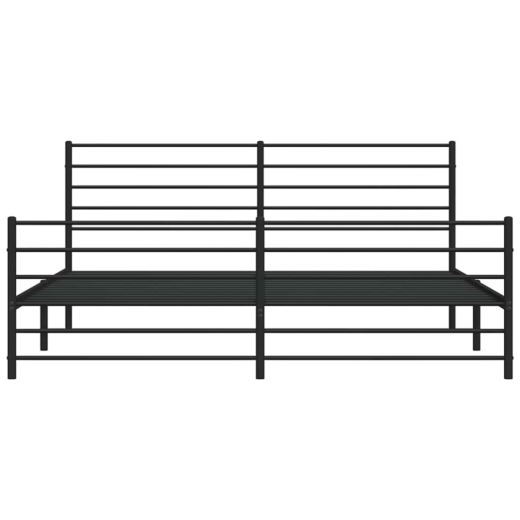 vidaXL Metalowa rama łóżka z wezgłowiem i zanóżkiem, czarna, 183x213cm