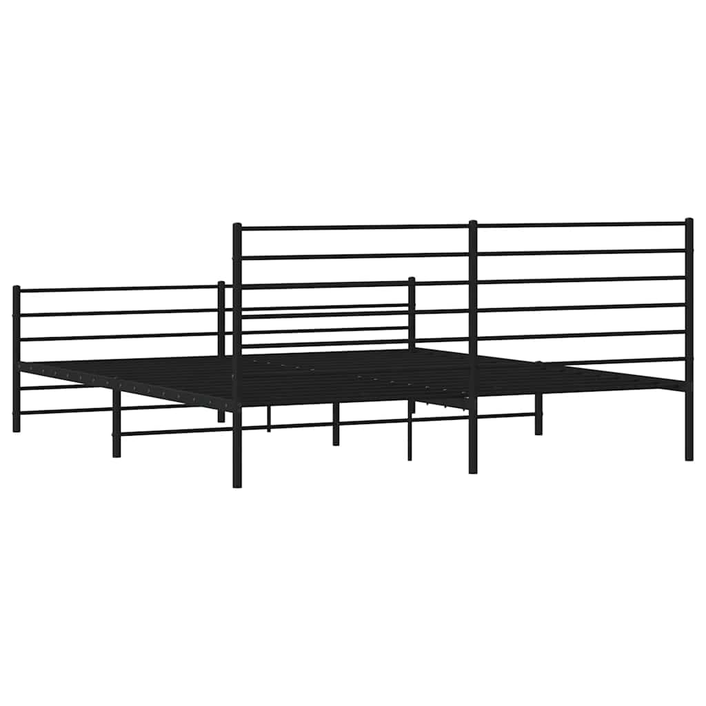 vidaXL Metalowa rama łóżka z wezgłowiem i zanóżkiem, czarna, 183x213cm