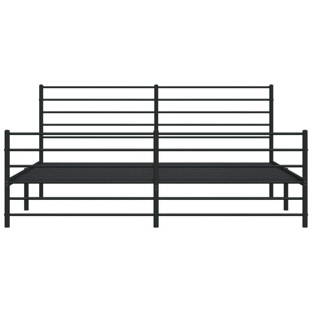 vidaXL Metalowa rama łóżka z wezgłowiem i zanóżkiem, czarna, 200x200cm