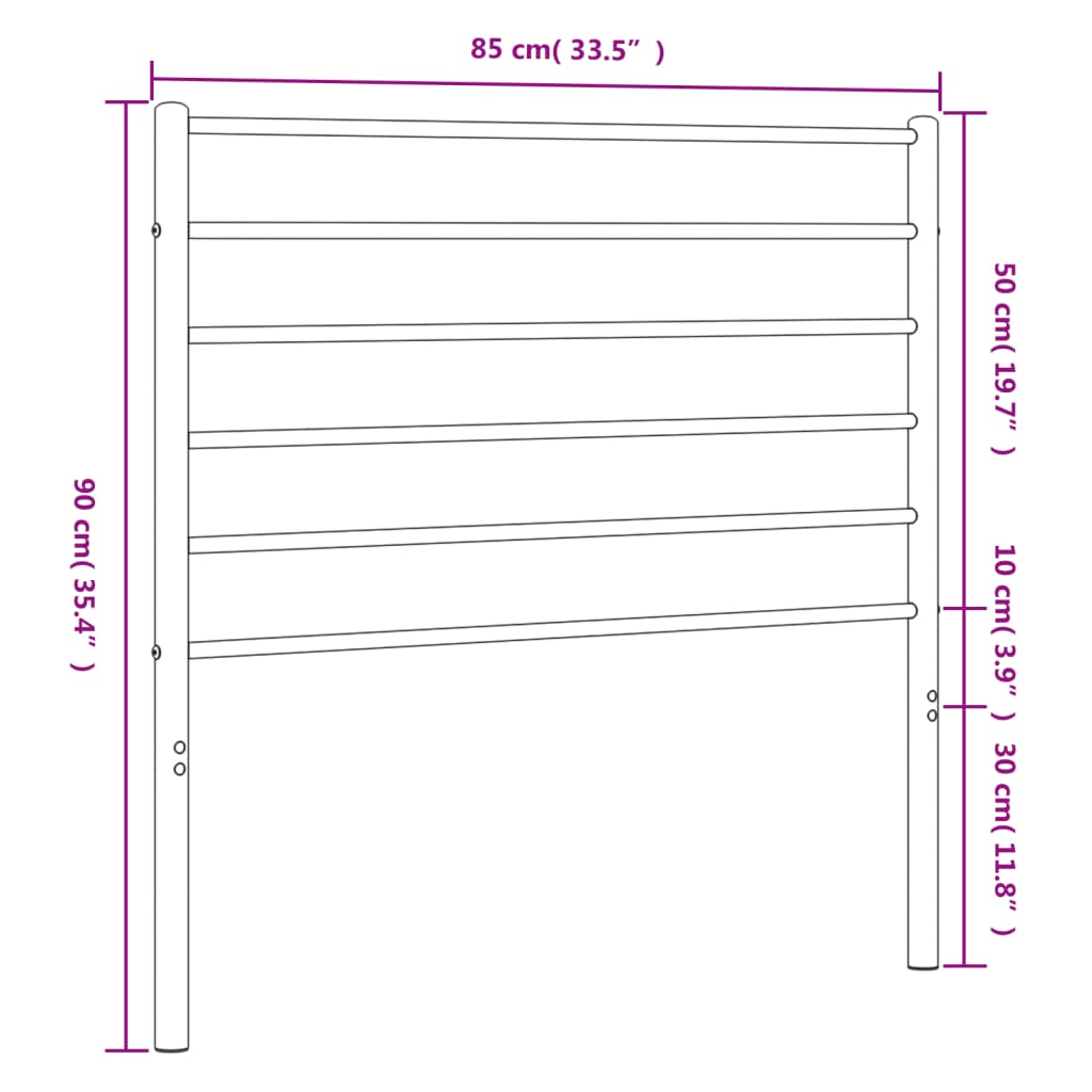 vidaXL Metalowe wymienne wezgłowie, czarne, 80 cm