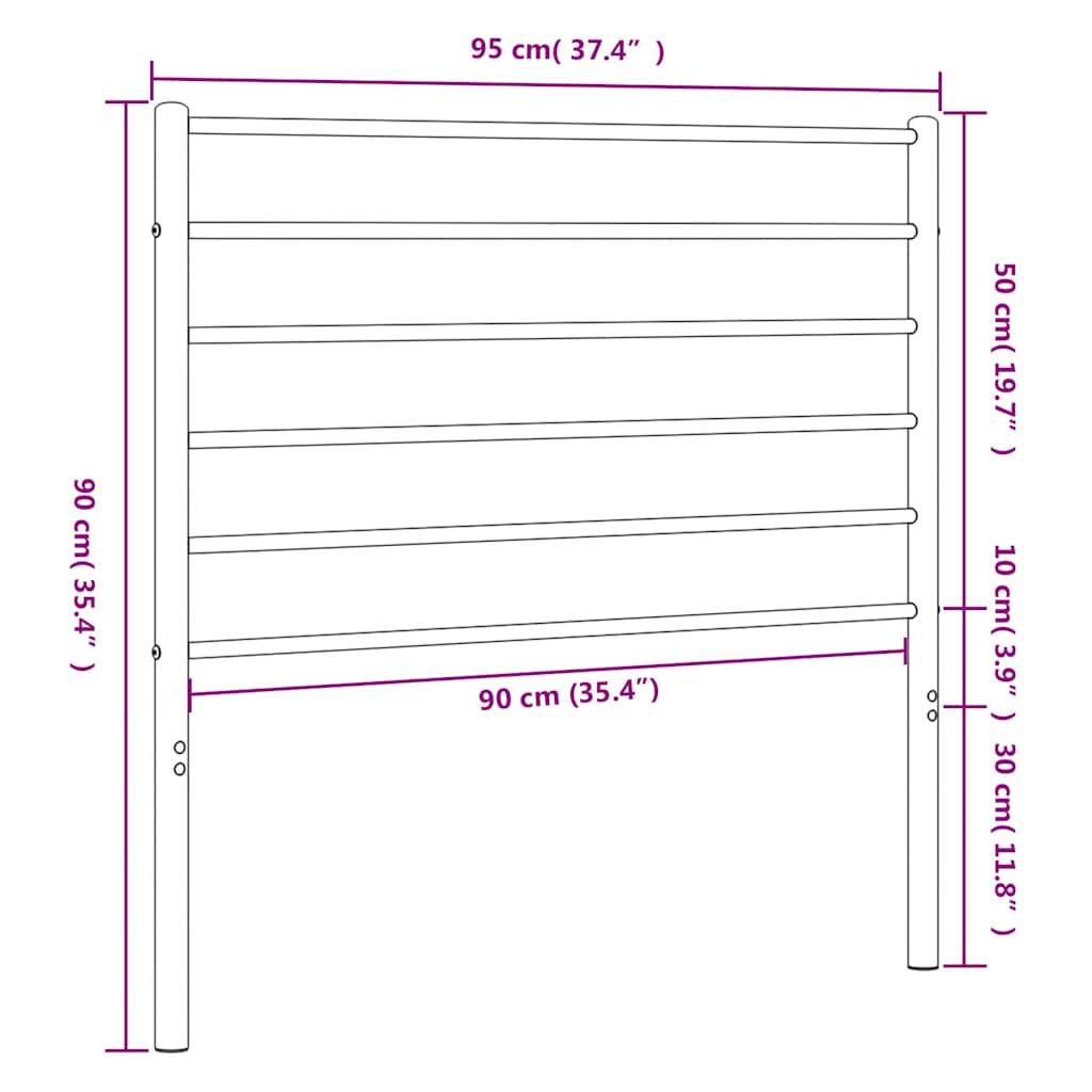 vidaXL Metalowe wymienne wezgłowie, czarne, 90 cm
