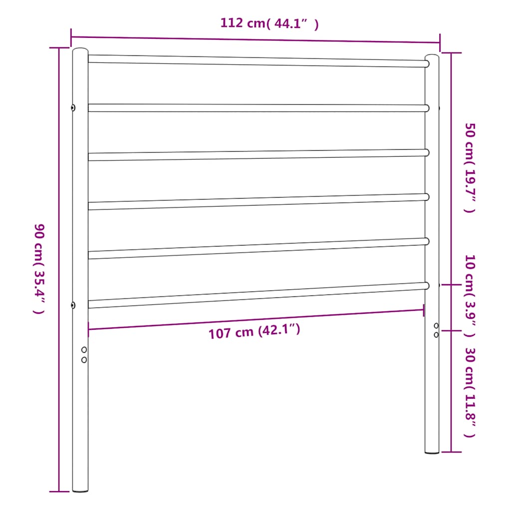 vidaXL Metalowe wymienne wezgłowie, czarne, 107 cm