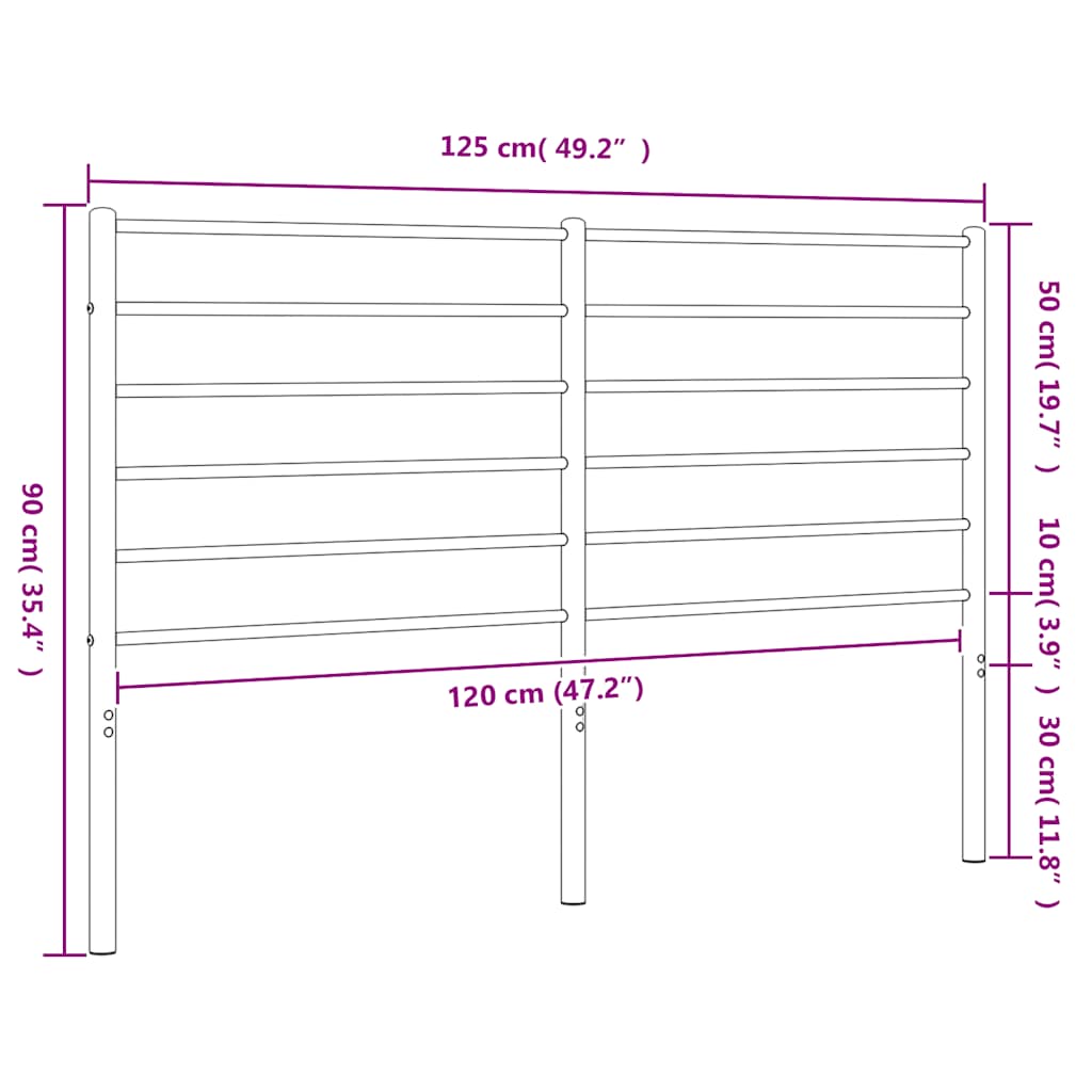vidaXL Metalowe wymienne wezgłowie, czarne, 120 cm