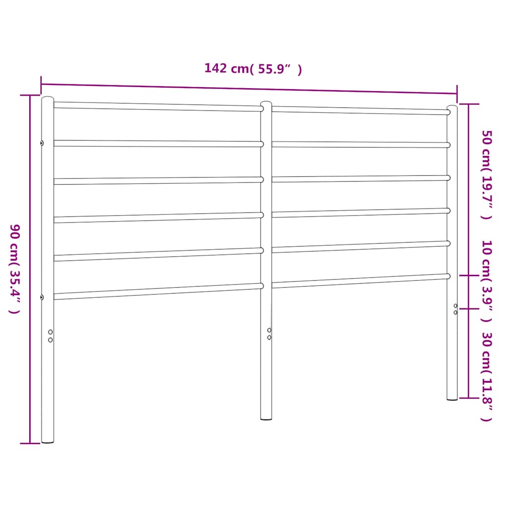 vidaXL Metalowe wymienne wezgłowie, czarne, 135 cm