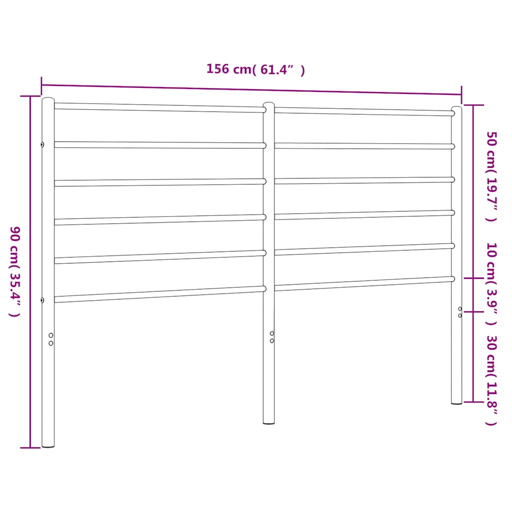 vidaXL Metalowe wymienne wezgłowie, czarne, 150 cm