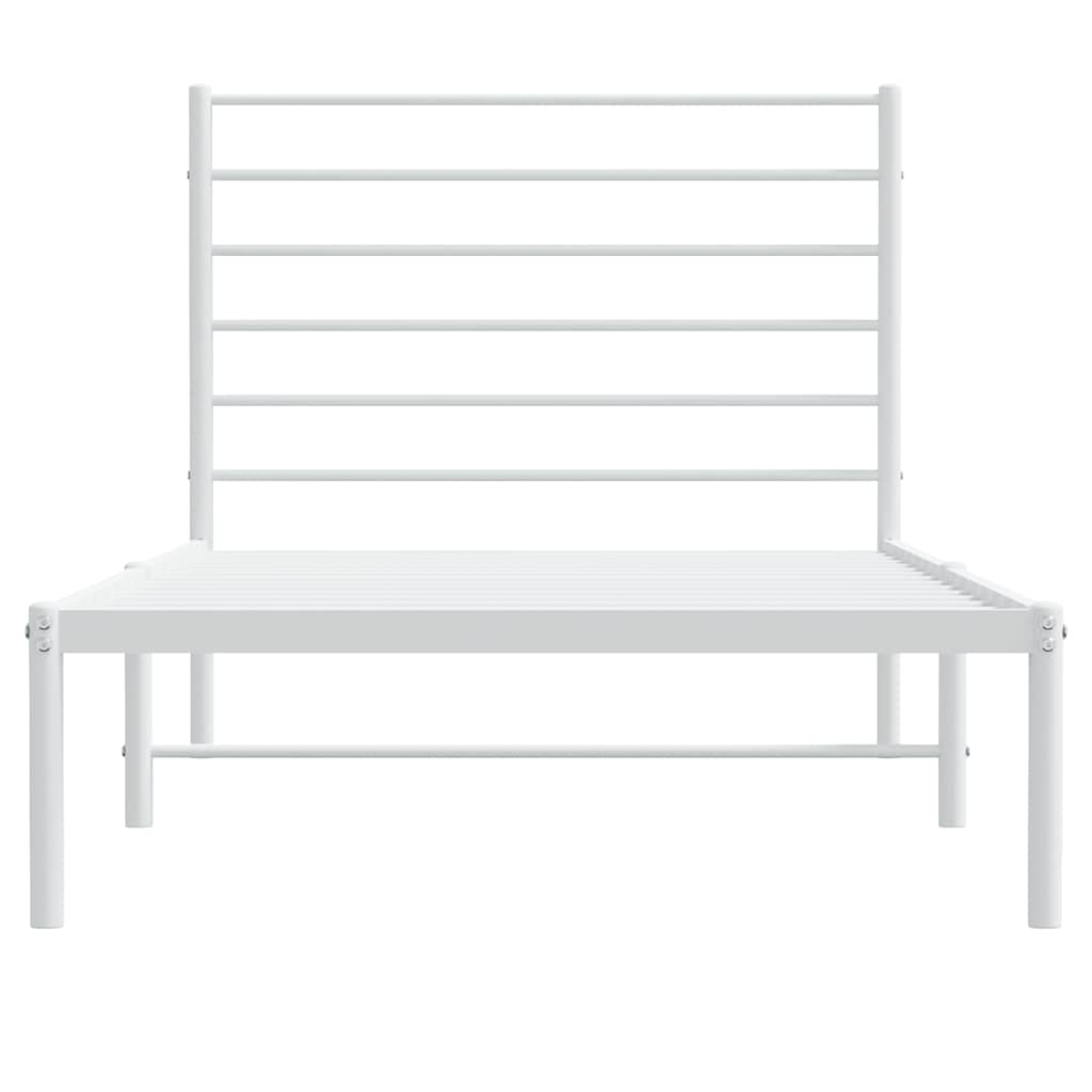 vidaXL Metalowe łóżko z wezgłowiem, bez materaca, białe, 75x190 cm