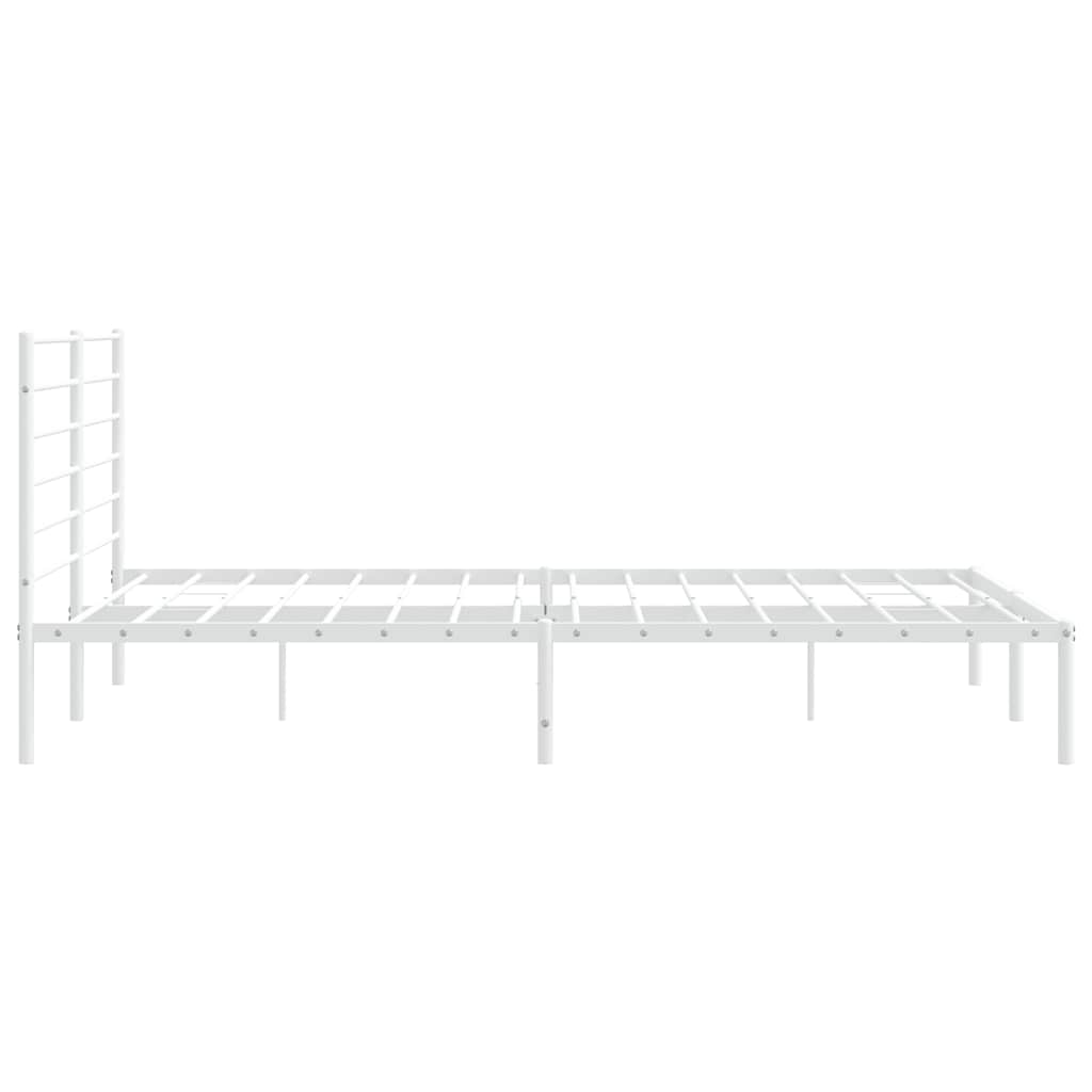 vidaXL Metalowa rama łóżka z wezgłowiem, biała, 180x200 cm