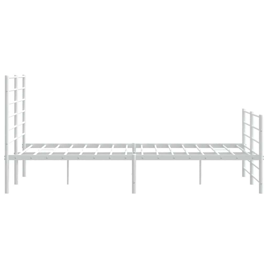 vidaXL Metalowa rama łóżka z wezgłowiem i zanóżkiem, biała, 120x190 cm
