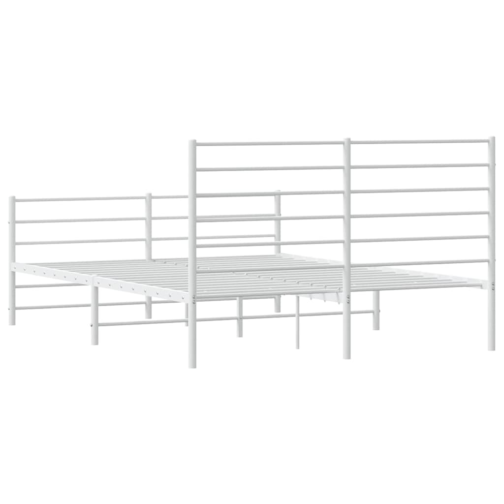 vidaXL Metalowa rama łóżka z wezgłowiem i zanóżkiem, biała, 120x190 cm