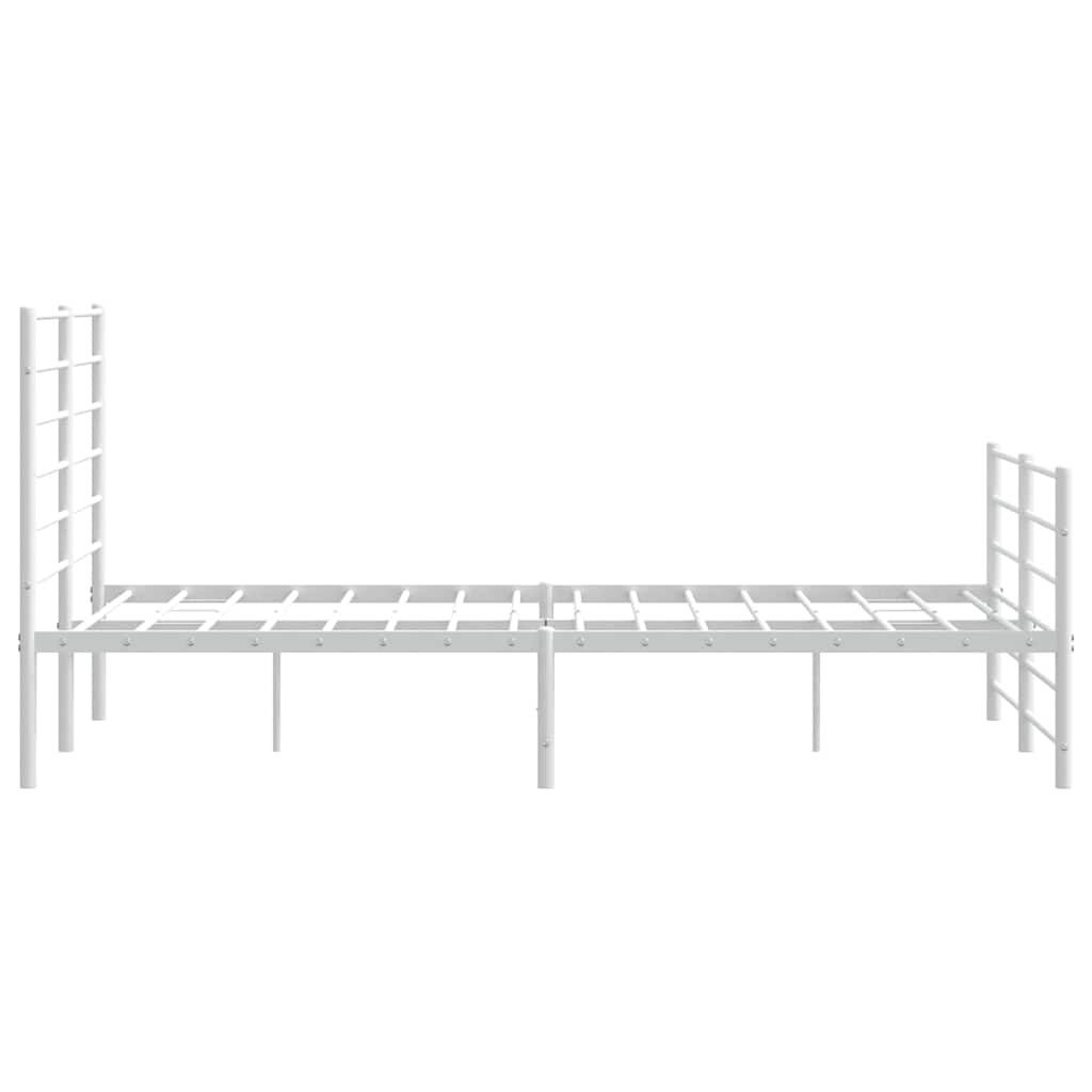 vidaXL Metalowa rama łóżka z wezgłowiem i zanóżkiem, biała, 140x200 cm