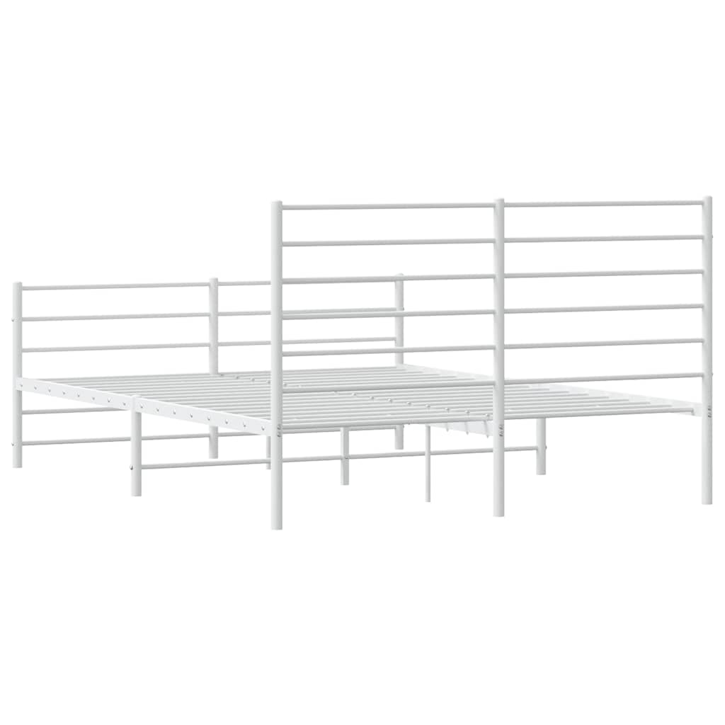 vidaXL Metalowa rama łóżka z wezgłowiem i zanóżkiem, biała, 140x200 cm