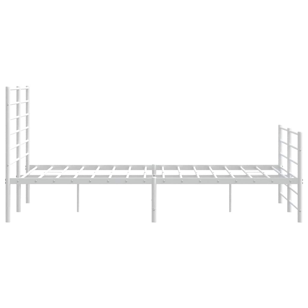 vidaXL Metalowa rama łóżka z wezgłowiem i zanóżkiem, biała, 150x200 cm