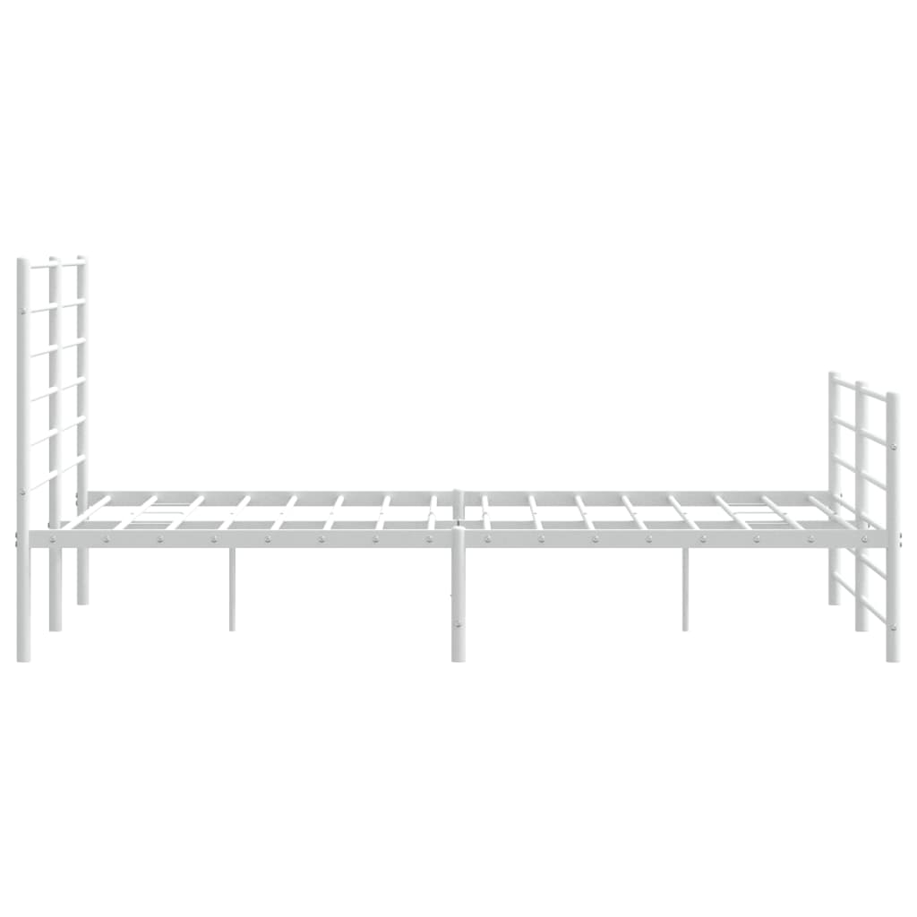 vidaXL Metalowa rama łóżka z wezgłowiem i zanóżkiem, biała, 160x200 cm