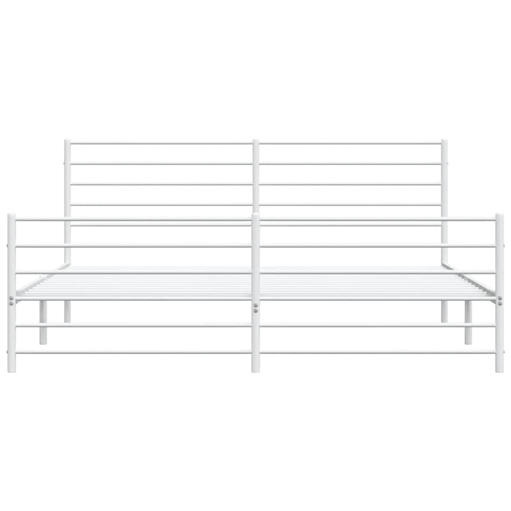 vidaXL Metalowa rama łóżka z wezgłowiem i zanóżkiem, biała, 180x200 cm