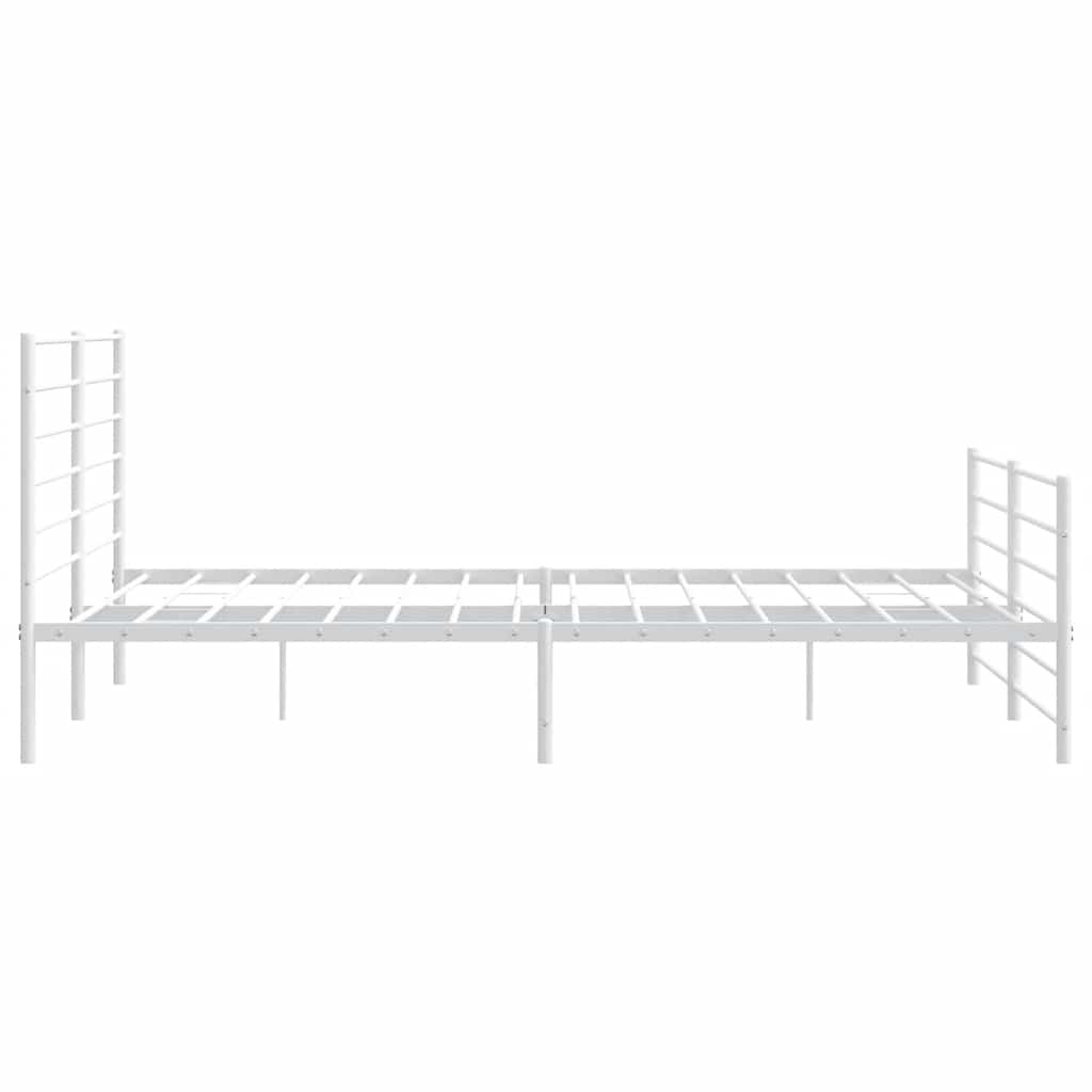 vidaXL Metalowa rama łóżka z wezgłowiem i zanóżkiem, biała, 180x200 cm