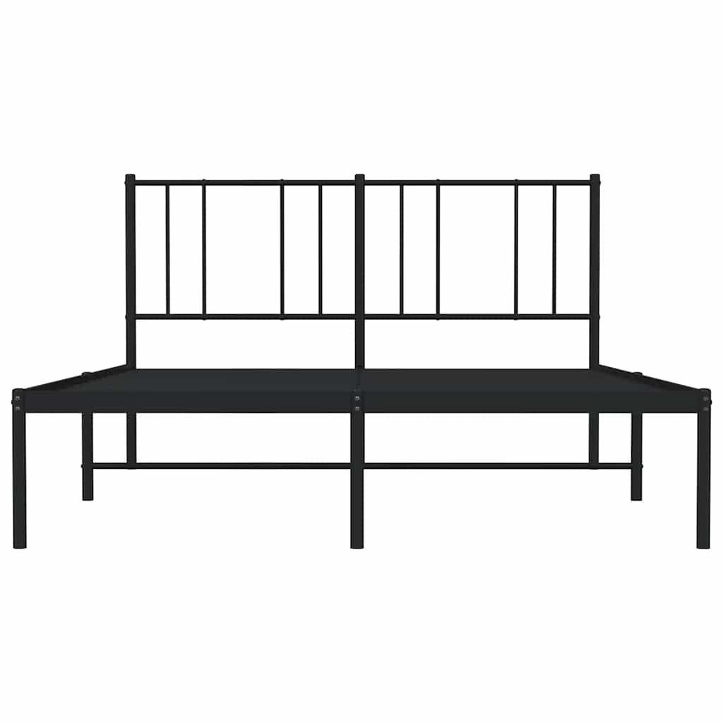 vidaXL Metalowa rama łóżka z wezgłowiem, czarna, 120x200 cm