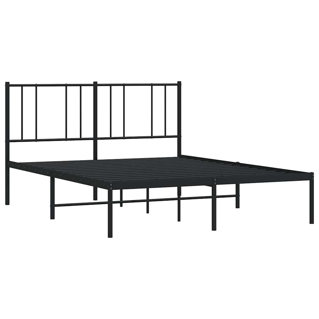 vidaXL Metalowa rama łóżka z wezgłowiem, czarna, 140x190 cm