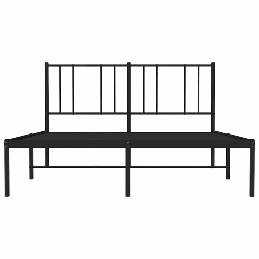 vidaXL Metalowa rama łóżka z wezgłowiem, czarna, 140x190 cm