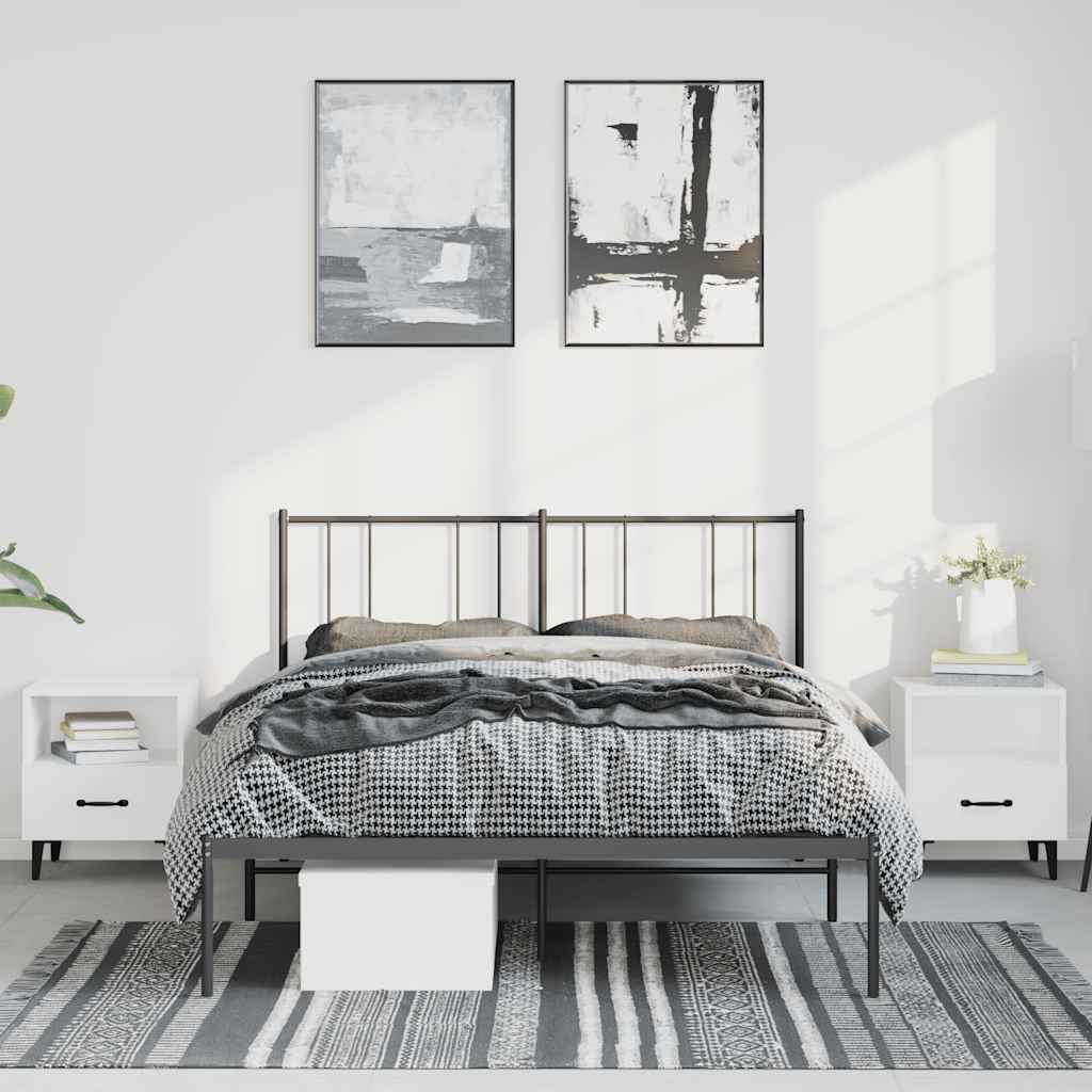 vidaXL Metalowa rama łóżka z wezgłowiem, czarna, 150x200 cm