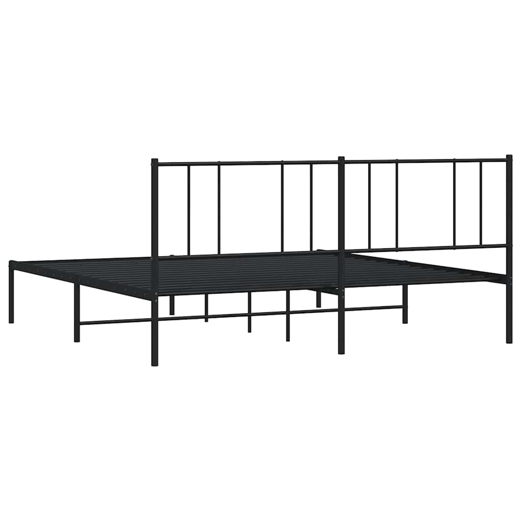 vidaXL Metalowa rama łóżka z wezgłowiem, czarna, 183x213 cm