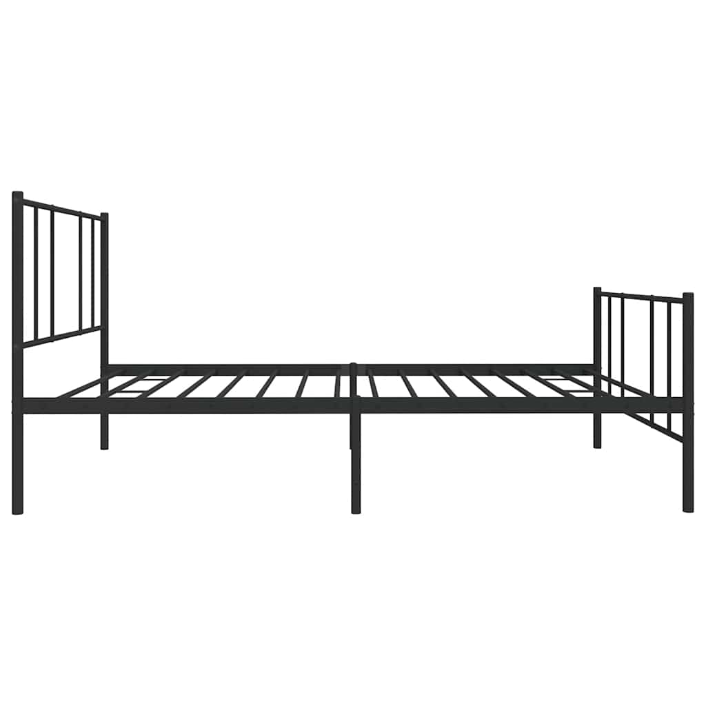 vidaXL Metalowa rama łóżka z wezgłowiem i zanóżkiem, czarna, 75x190 cm