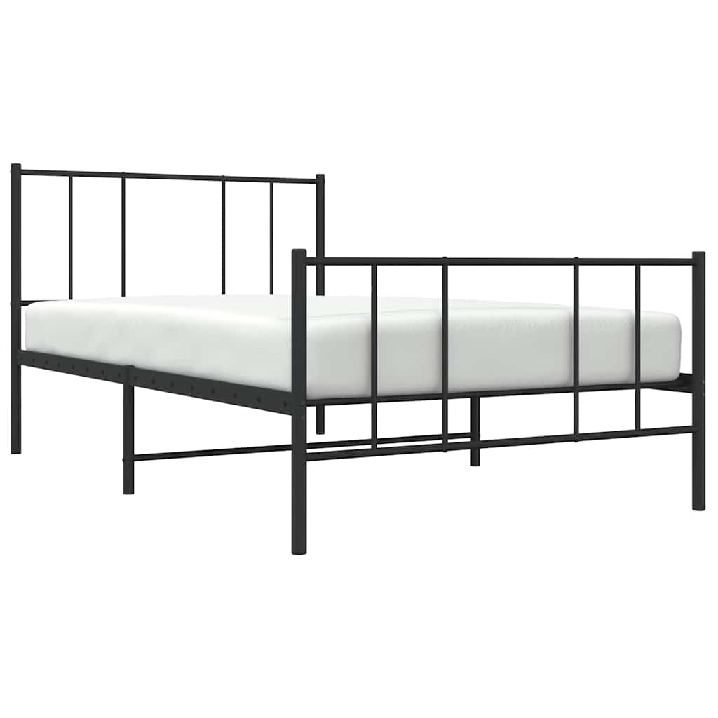 vidaXL Metalowa rama łóżka z wezgłowiem i zanóżkiem, czarna, 100x190cm