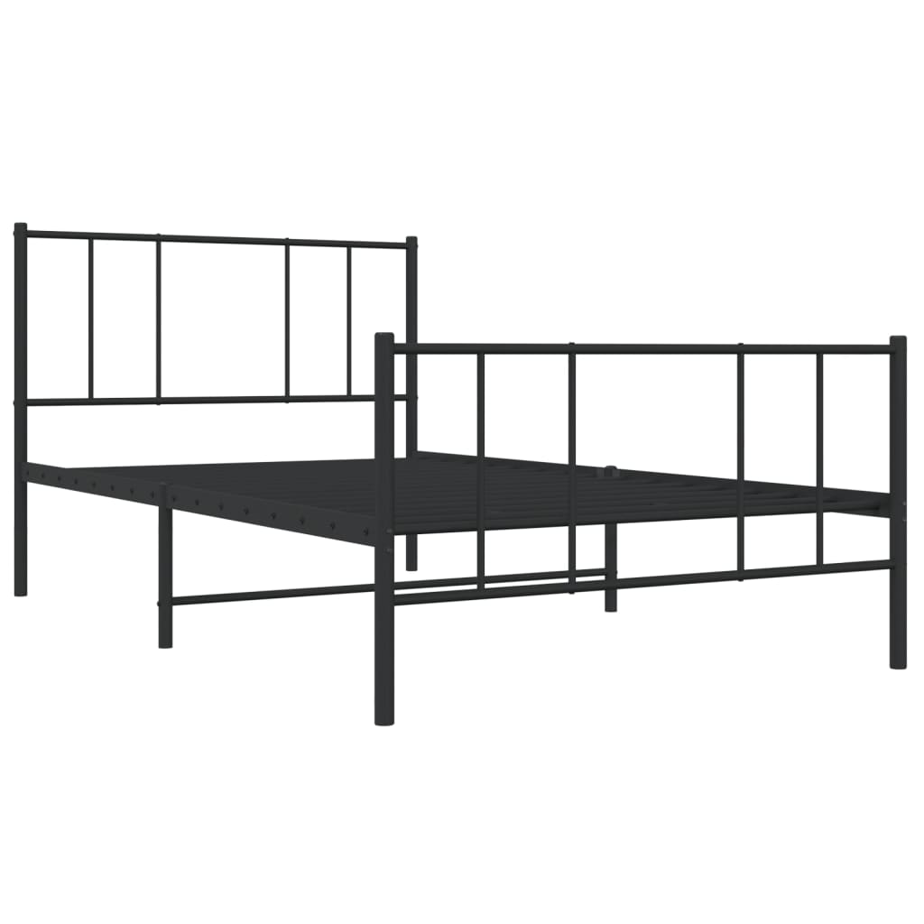 vidaXL Metalowa rama łóżka z wezgłowiem i zanóżkiem, czarna, 100x200cm
