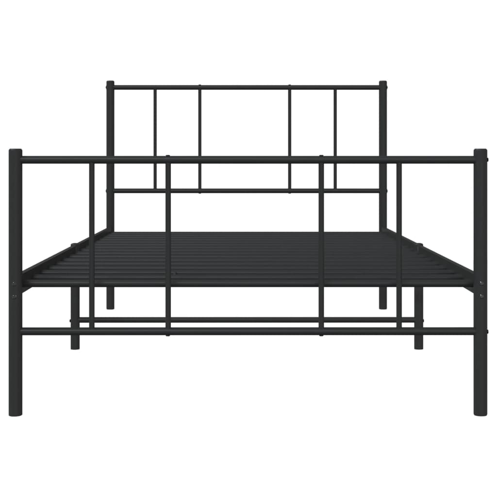 vidaXL Metalowa rama łóżka z wezgłowiem i zanóżkiem, czarna, 107x203cm