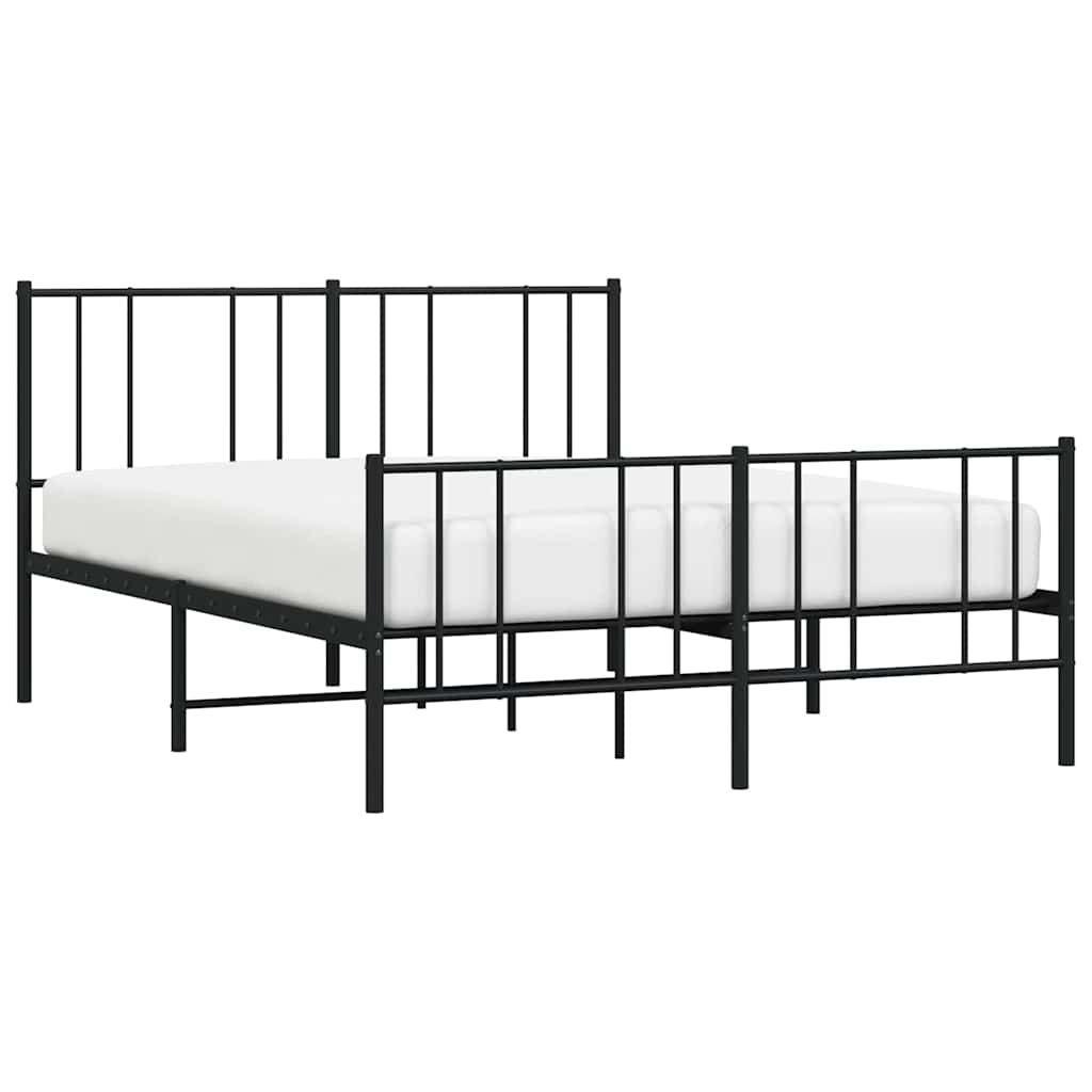 vidaXL Metalowa rama łóżka z wezgłowiem i zanóżkiem, czarna, 120x190cm