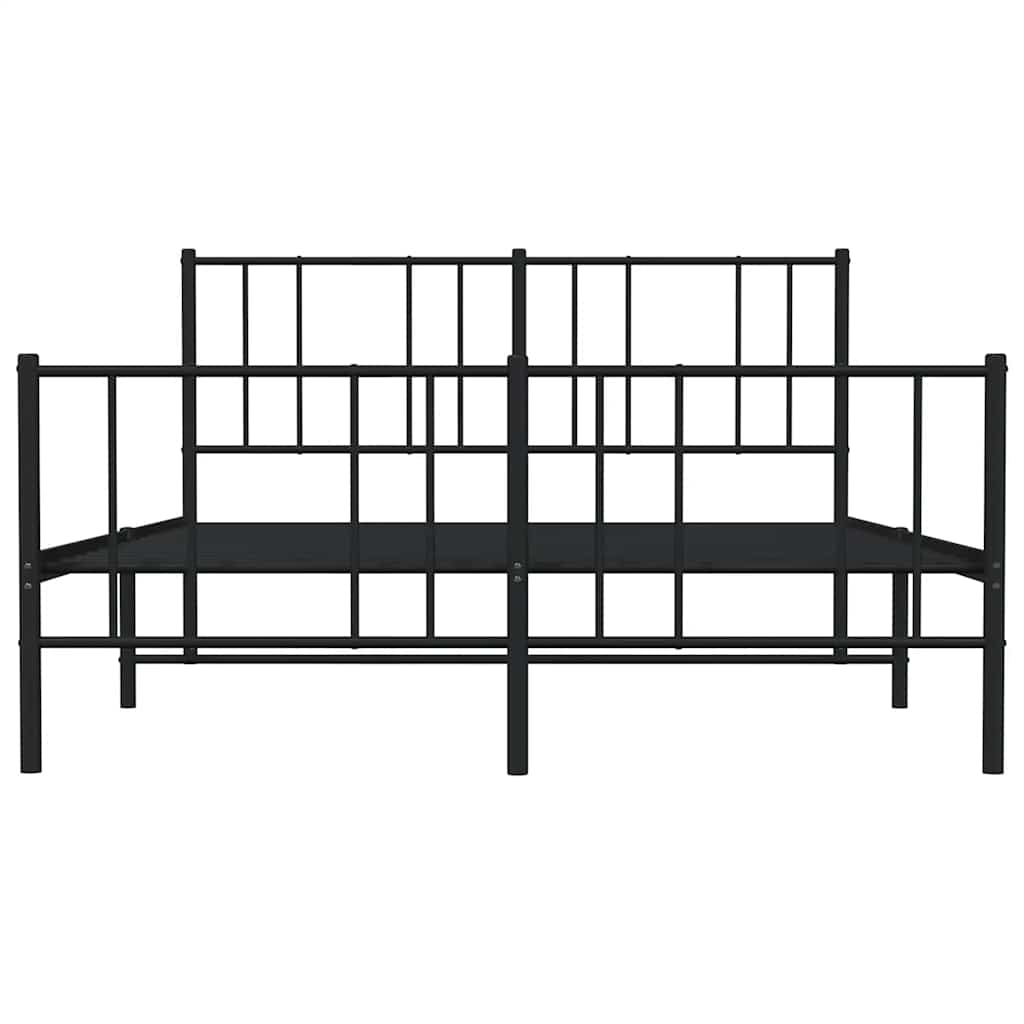 vidaXL Metalowa rama łóżka z wezgłowiem i zanóżkiem, czarna, 120x190cm