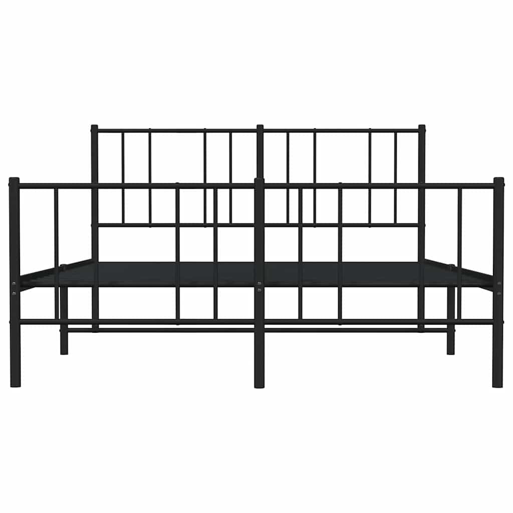 vidaXL Metalowa rama łóżka z wezgłowiem i zanóżkiem, czarna, 120x200cm