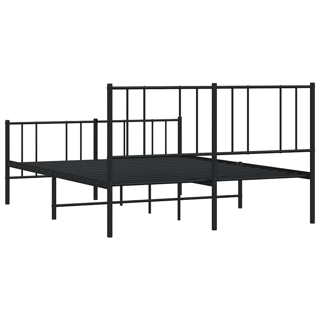 vidaXL Metalowa rama łóżka z wezgłowiem i zanóżkiem, czarna, 120x200cm