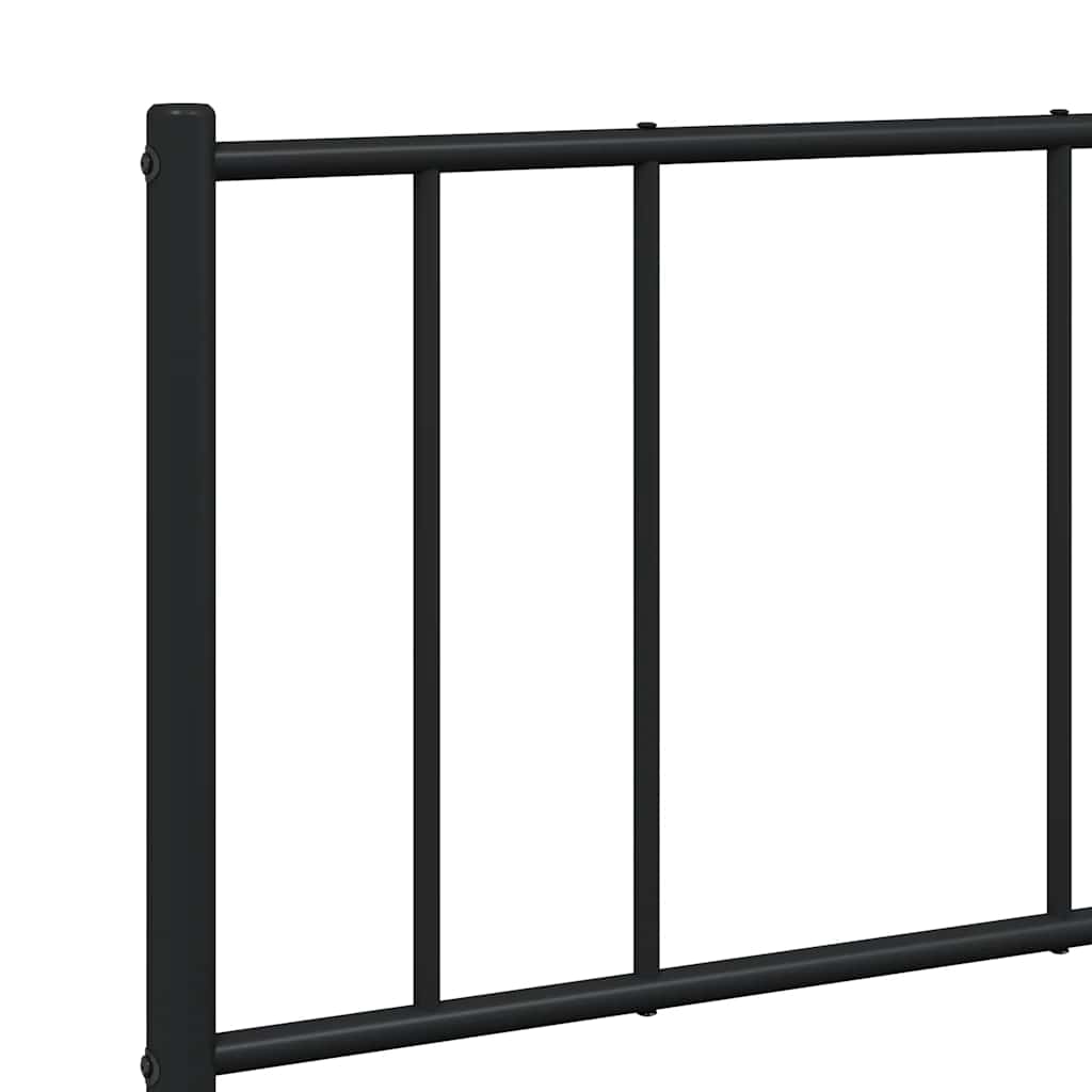 vidaXL Metalowa rama łóżka z wezgłowiem i zanóżkiem, czarna, 135x190cm