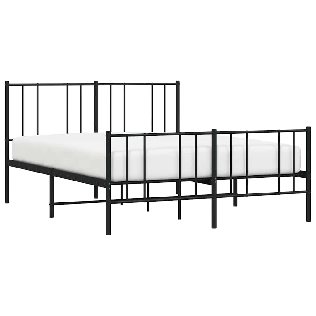 vidaXL Metalowa rama łóżka z wezgłowiem i zanóżkiem, czarna, 140x200cm