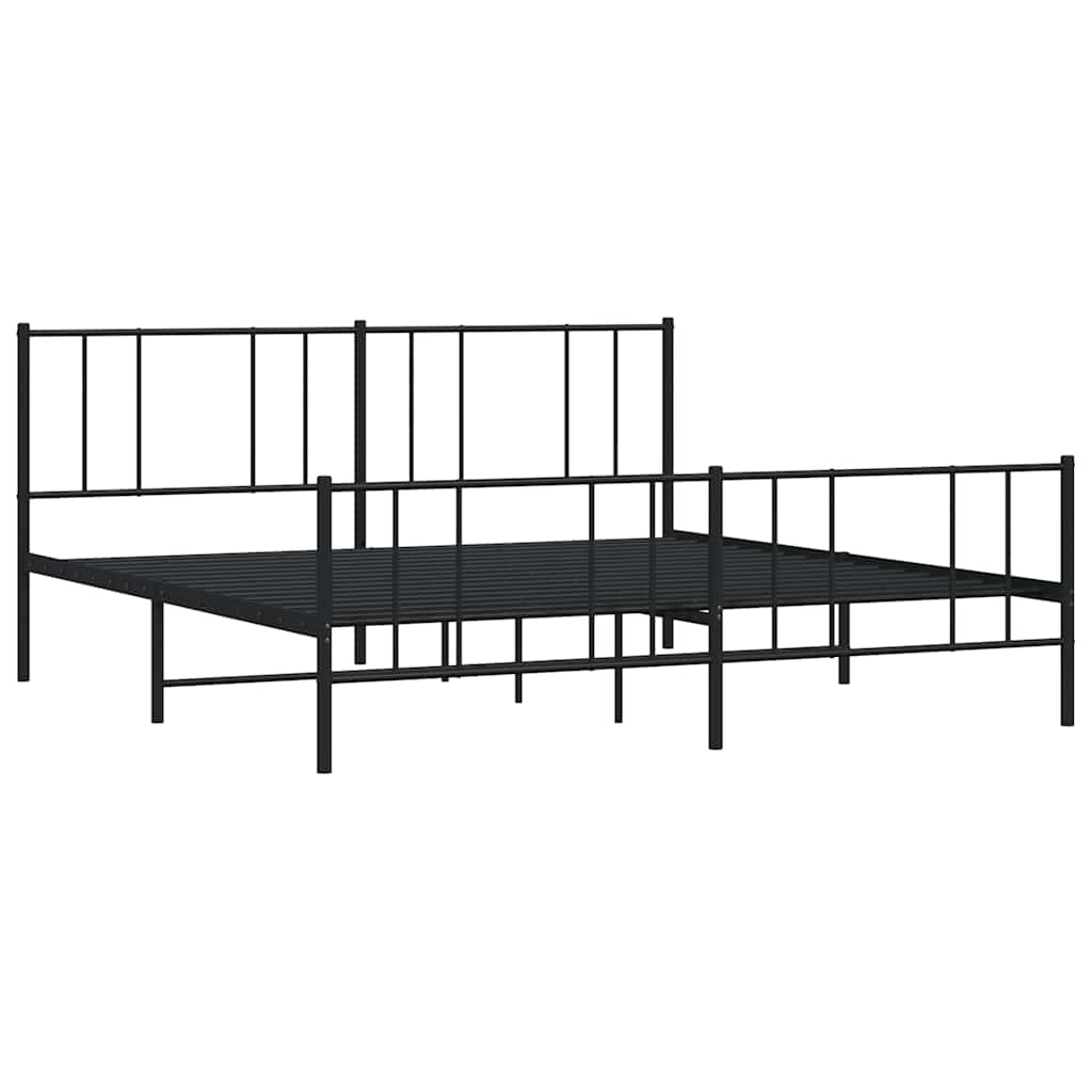 vidaXL Metalowa rama łóżka z wezgłowiem i zanóżkiem, czarna, 183x213cm