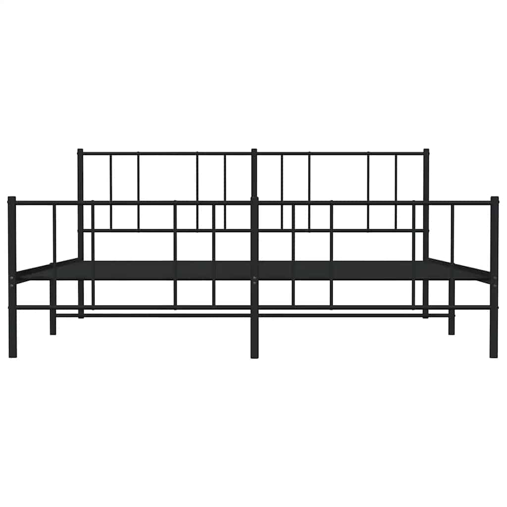 vidaXL Metalowa rama łóżka z wezgłowiem i zanóżkiem, czarna, 183x213cm