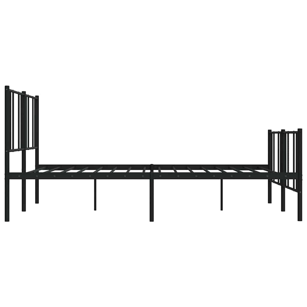 vidaXL Metalowa rama łóżka z wezgłowiem i zanóżkiem, czarna, 183x213cm