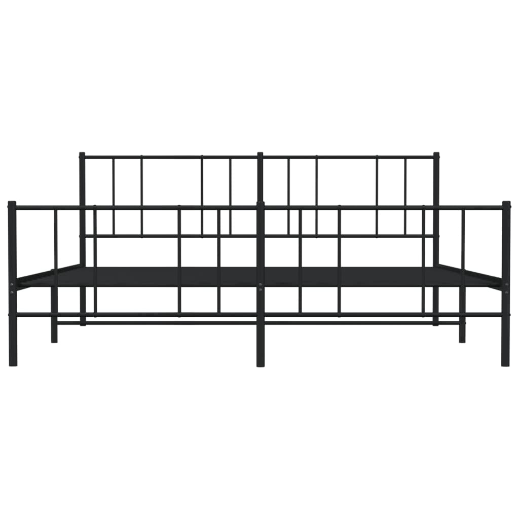 vidaXL Metalowa rama łóżka z wezgłowiem i zanóżkiem, czarna, 200x200cm
