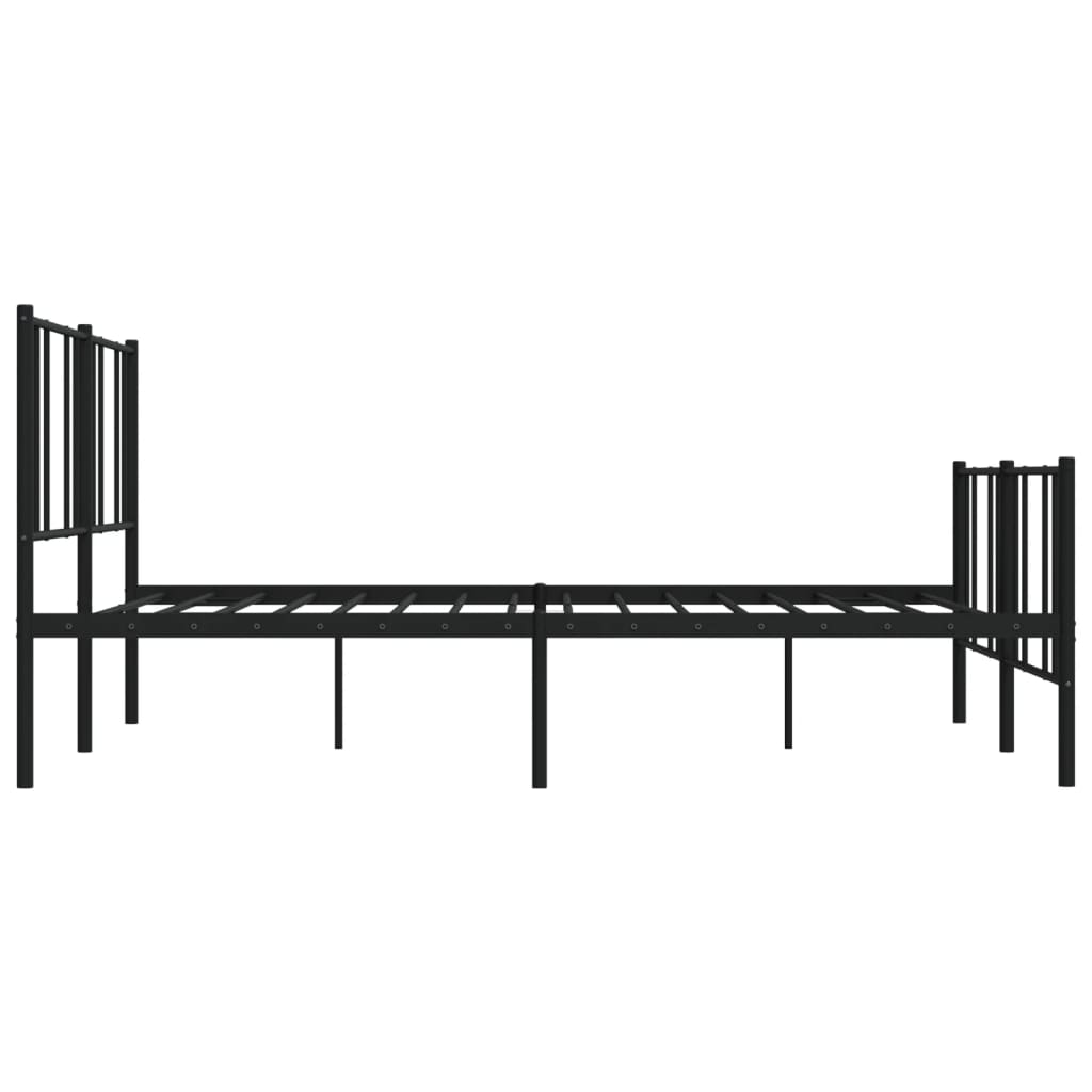 vidaXL Metalowa rama łóżka z wezgłowiem i zanóżkiem, czarna, 200x200cm