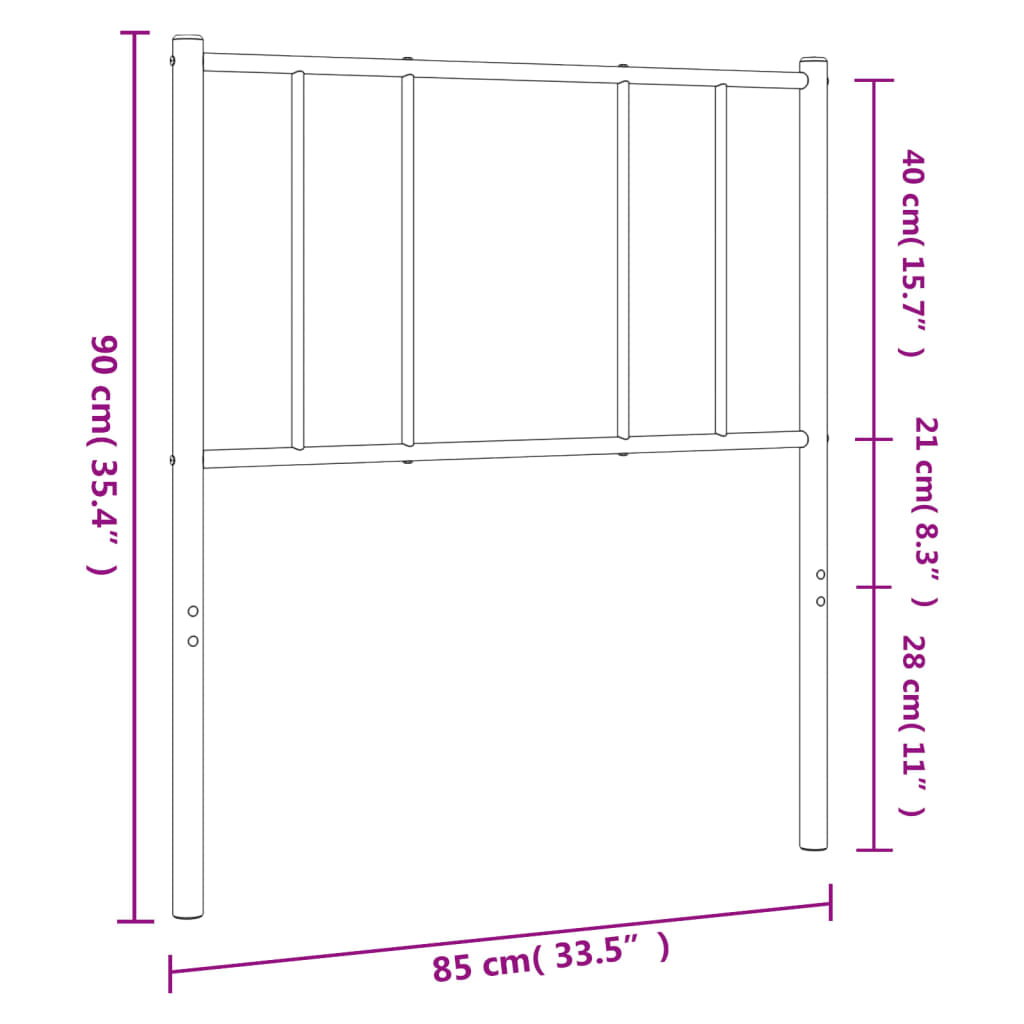 vidaXL Metalowe wymienne wezgłowie, czarne, 80 cm