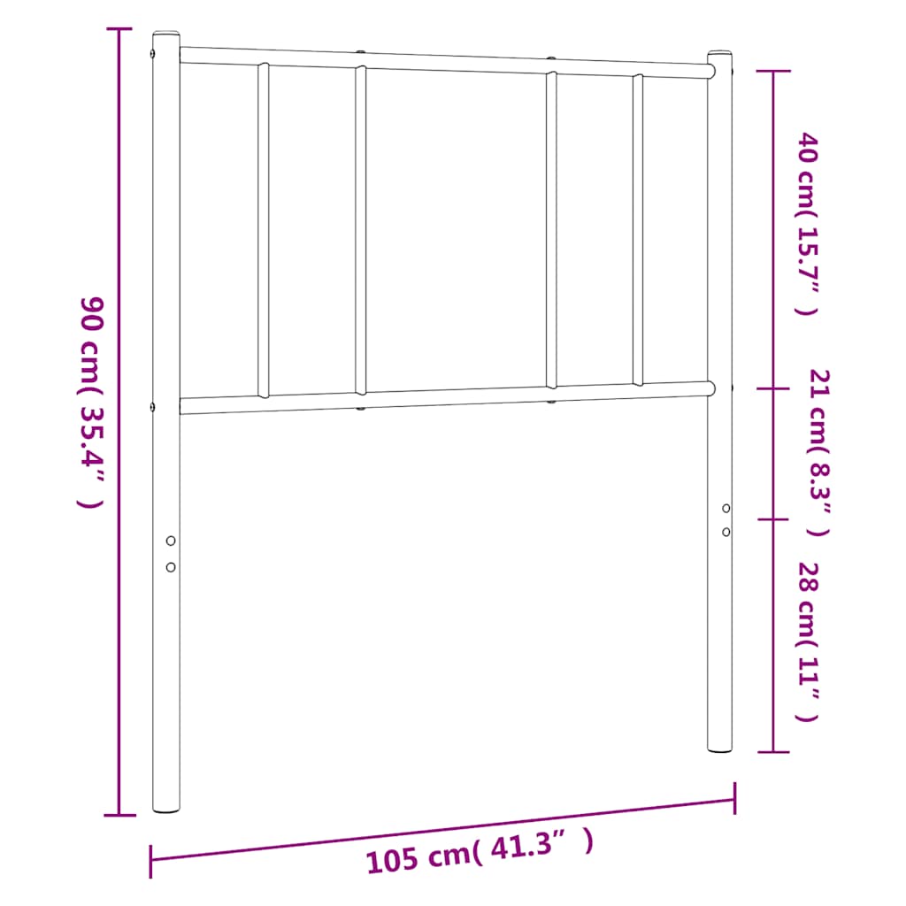 vidaXL Metalowe wymienne wezgłowie, czarne, 100 cm
