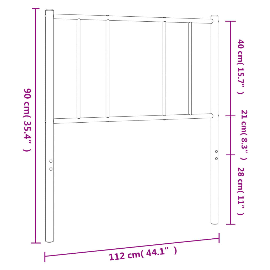 vidaXL Metalowe wymienne wezgłowie, czarne, 107 cm