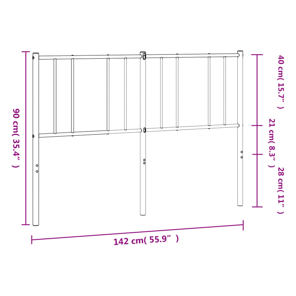 vidaXL Metalowe wymienne wezgłowie, czarne, 135 cm