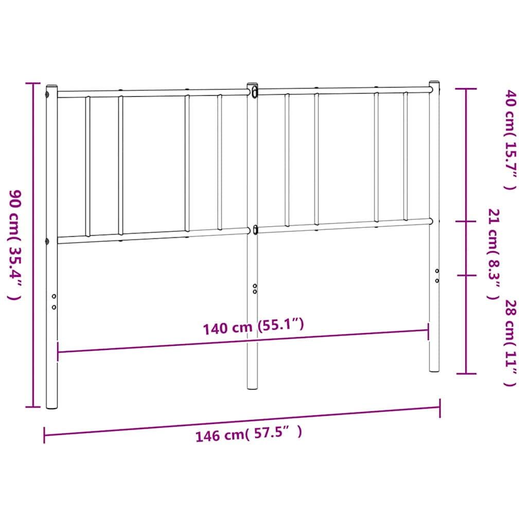 vidaXL Metalowe wymienne wezgłowie, czarne, 140 cm