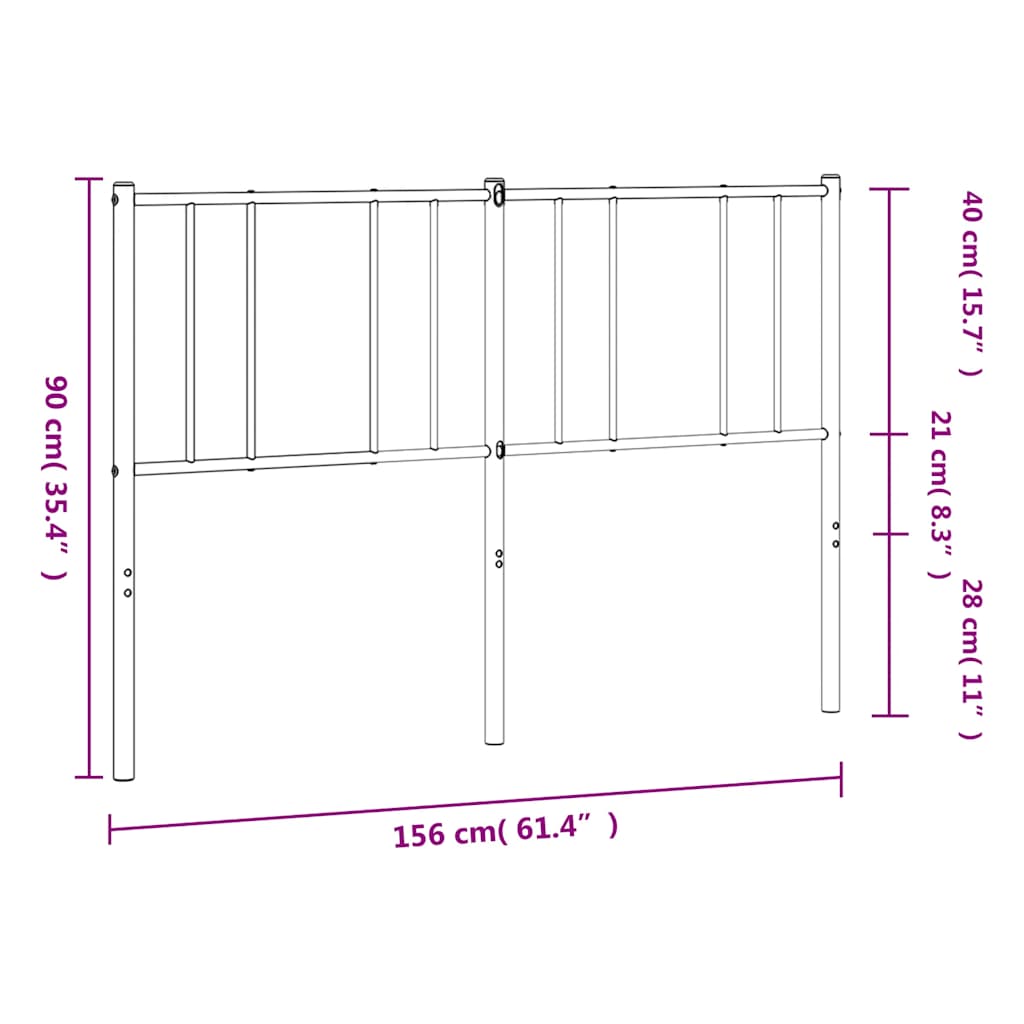 vidaXL Metalowe wymienne wezgłowie, czarne, 150 cm