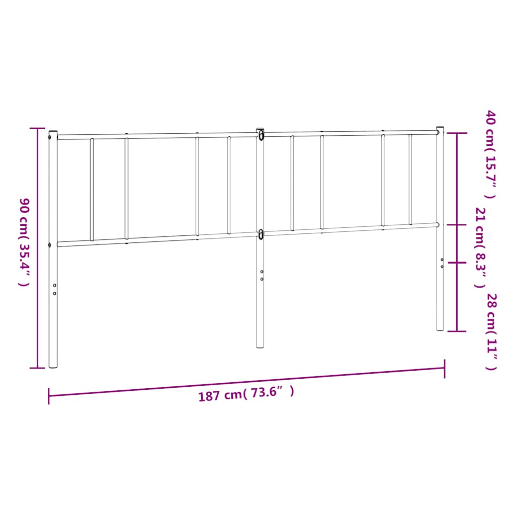 vidaXL Metalowe wymienne wezgłowie, czarne, 180 cm