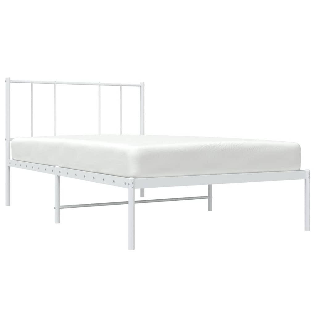 vidaXL Metalowe łóżko z wezgłowiem, bez materaca, białe, 75x190 cm