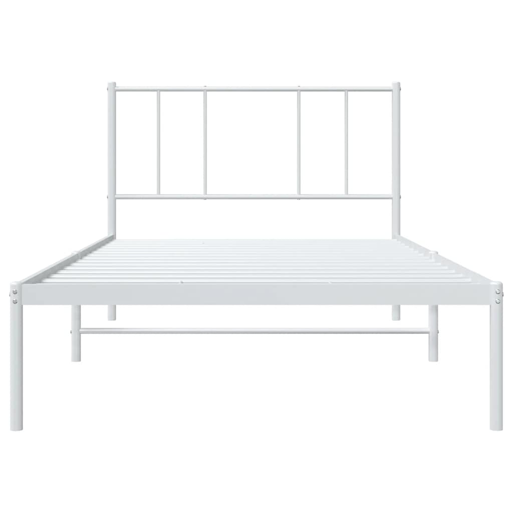 vidaXL Metalowe łóżko z wezgłowiem, bez materaca, białe, 75x190 cm