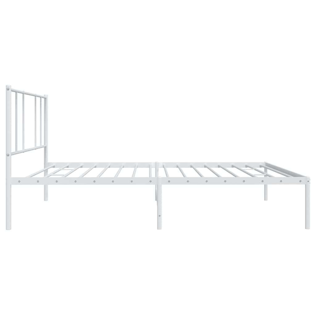 vidaXL Metalowe łóżko z wezgłowiem, bez materaca, białe, 75x190 cm